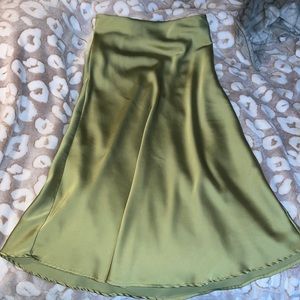 Green silky skirt